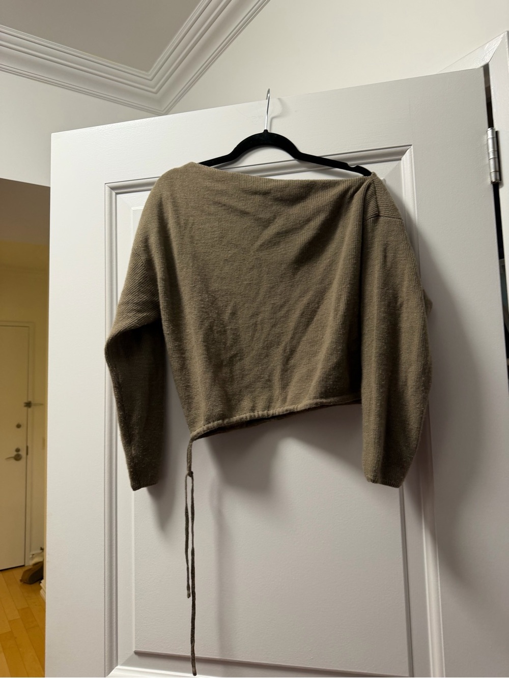 Astr Olive Cropped Knit Sweater